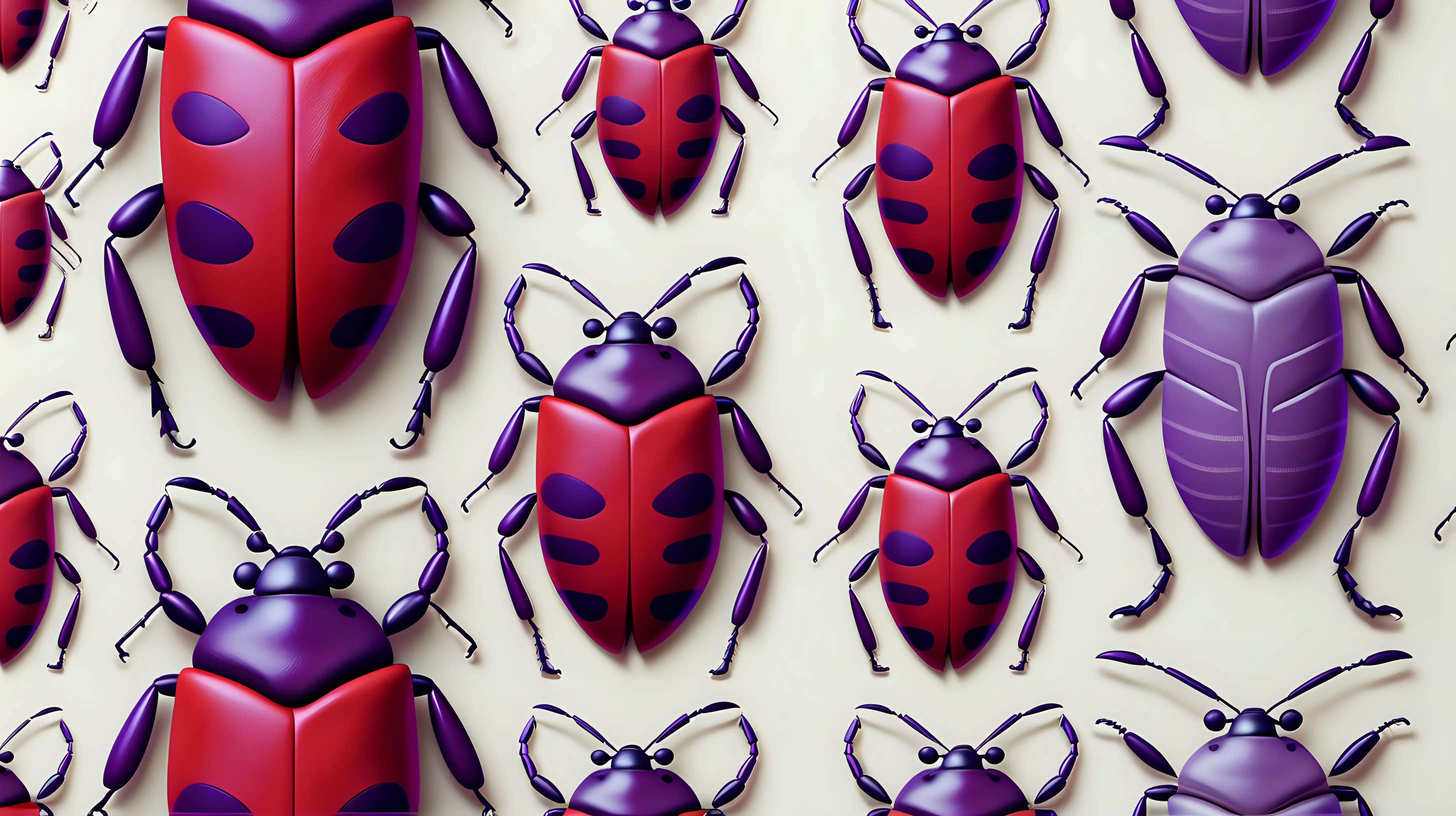 Vibrant Purple and Red Bug Pattern