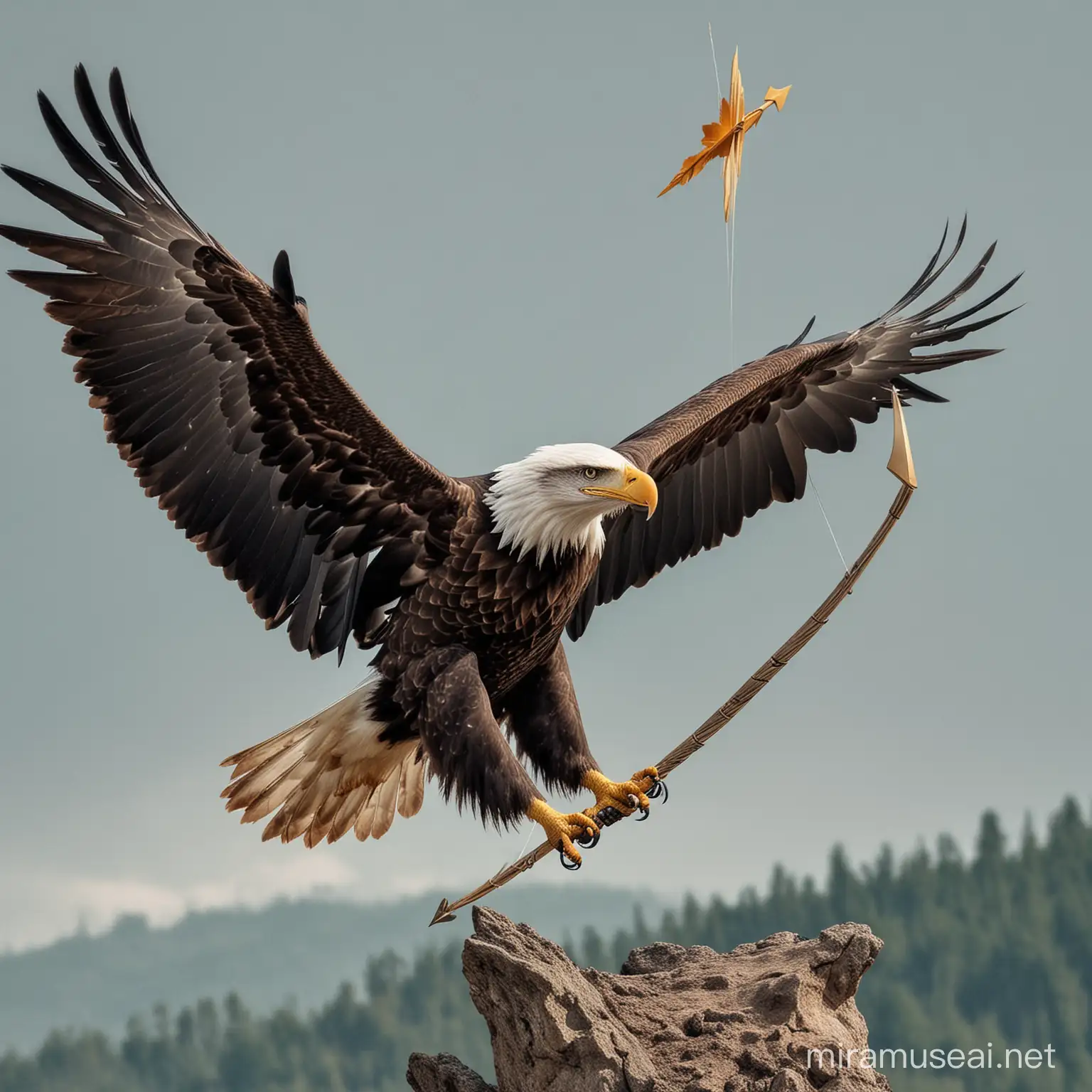Majestic Eagle Ascending with Arrow in Flight