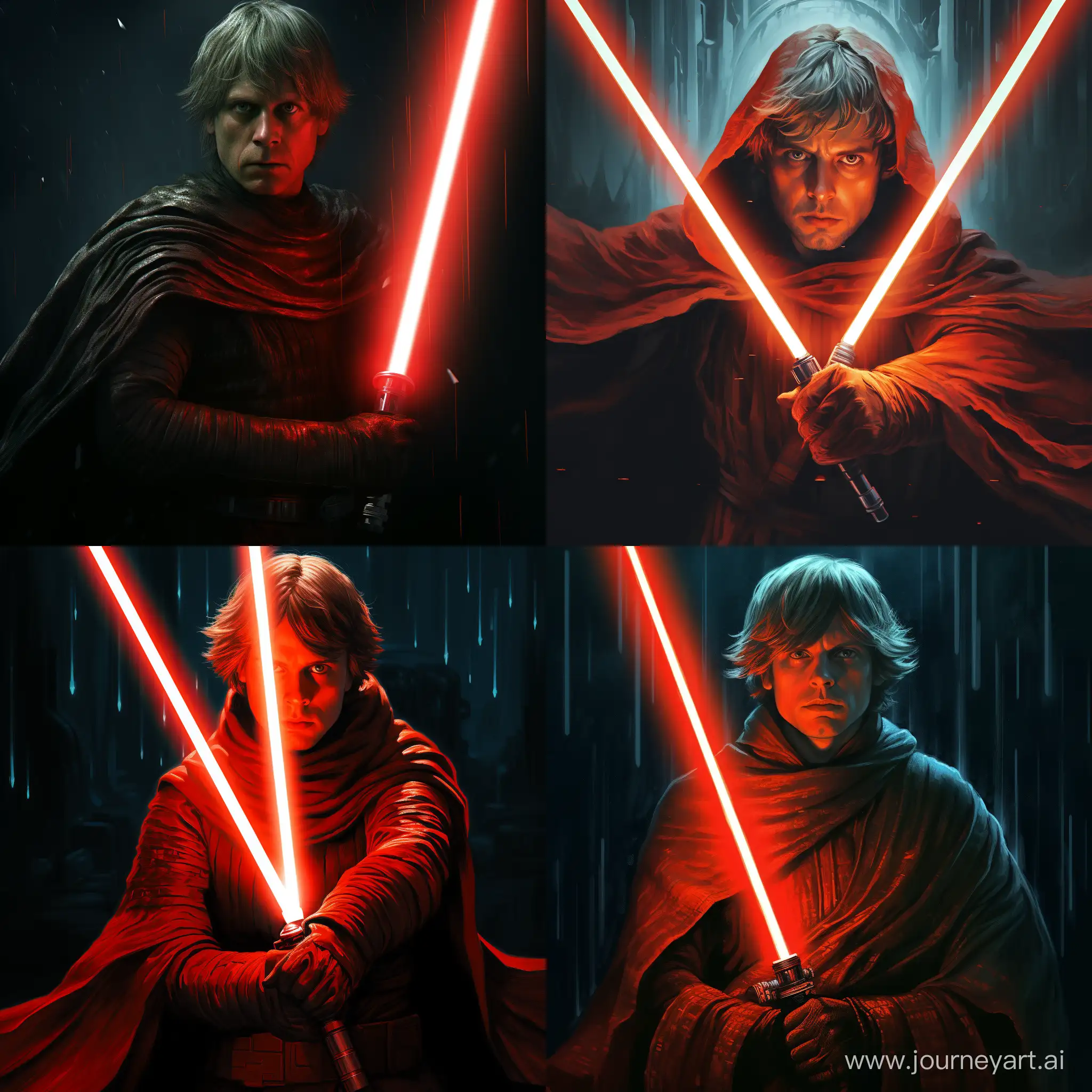 Luke-Skywalker-with-Red-Lightsaber-in-Star-Wars-Scene