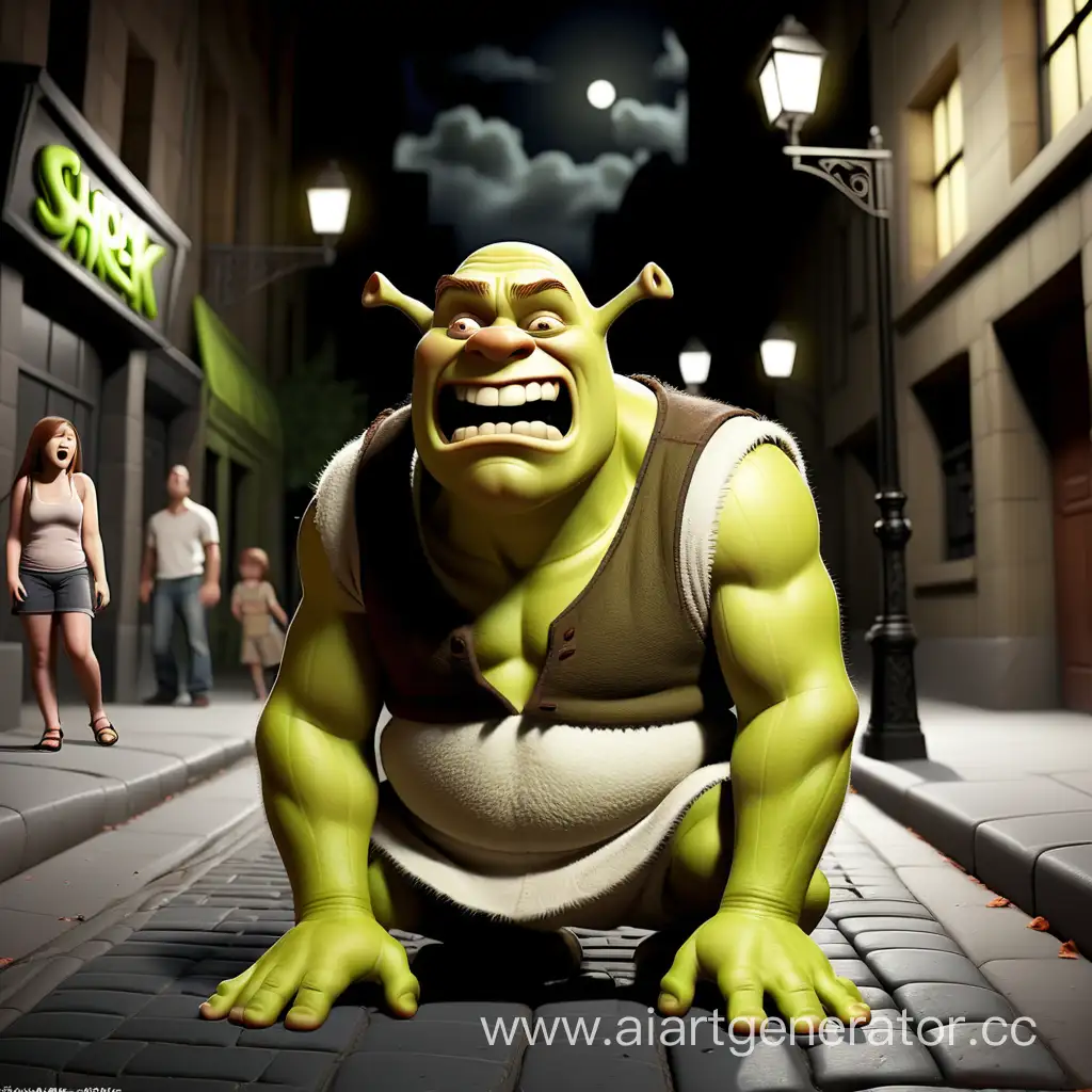 Mocked-Shrek-Braving-the-Night-Unfortunate-Encounter-in-the-Darkness