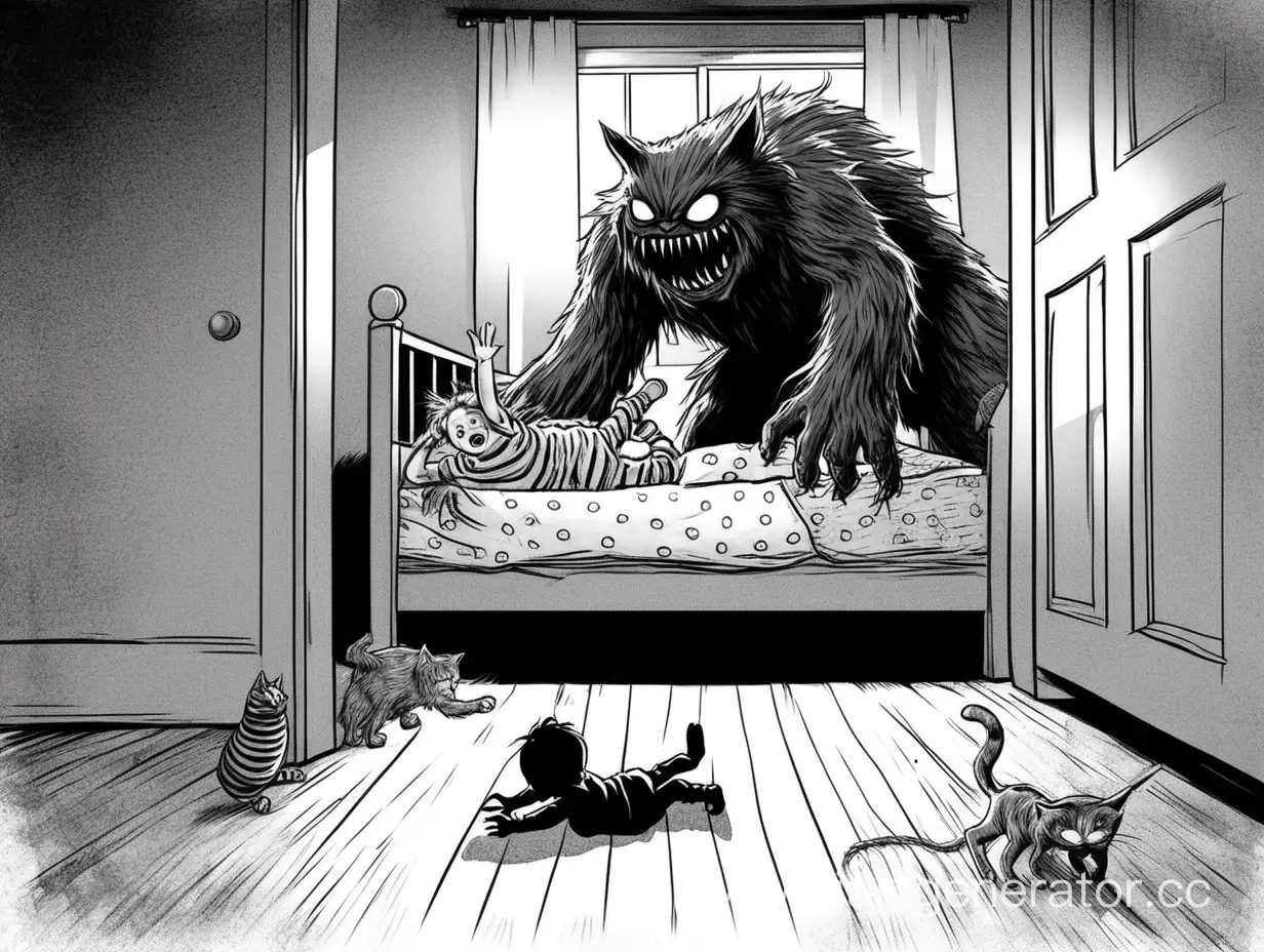 Protective-Cat-Saves-Child-from-UnderBed-Monster