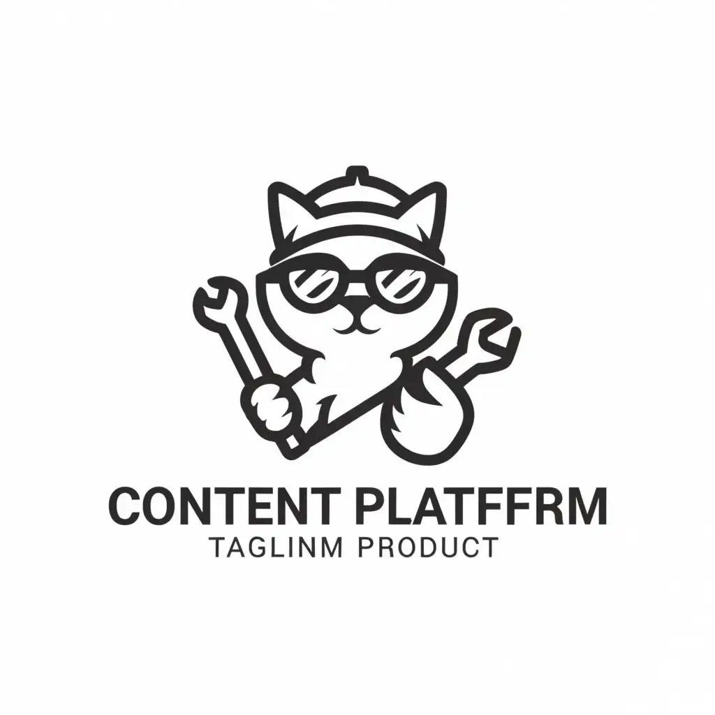 a logo design,with the text "Content Platform Product", main symbol:A cat with a wrench,Moderate,be used in Technology industry,clear background