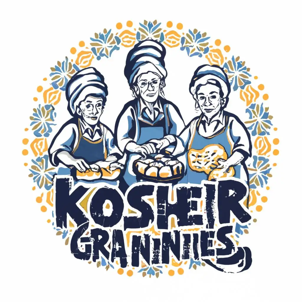 LOGO-Design-For-Kosher-Grannies-Traditional-Jewish-Cooking-Inspired-Logo-with-Portuguese-Tiles-and-Typography