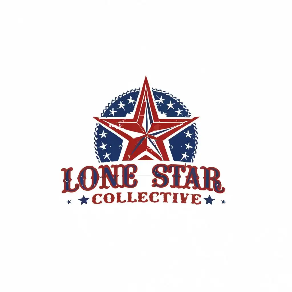LOGO-Design-For-Lone-Star-Collective-Westernthemed-Lone-Star-Symbol-in-Red-Blue-and-White-with-Texas-Flag-Influence