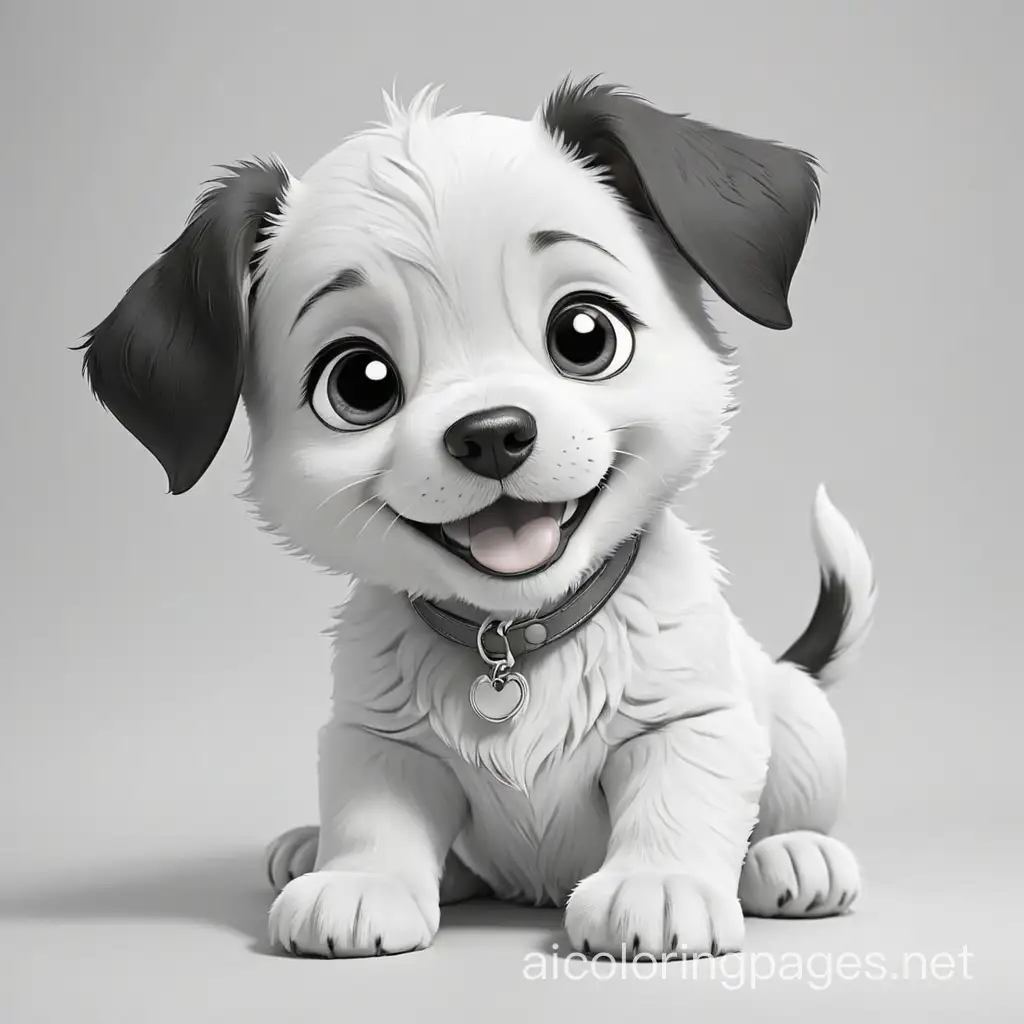 happy puppy

, Coloring Page, black and white, line art, white background, Simplicity, Ample White Space. The background of the coloring page is plain white to make it easy for young children to color within the lines. The outlines of all the subjects are easy to distinguish, making it simple for kids to color without too much difficulty