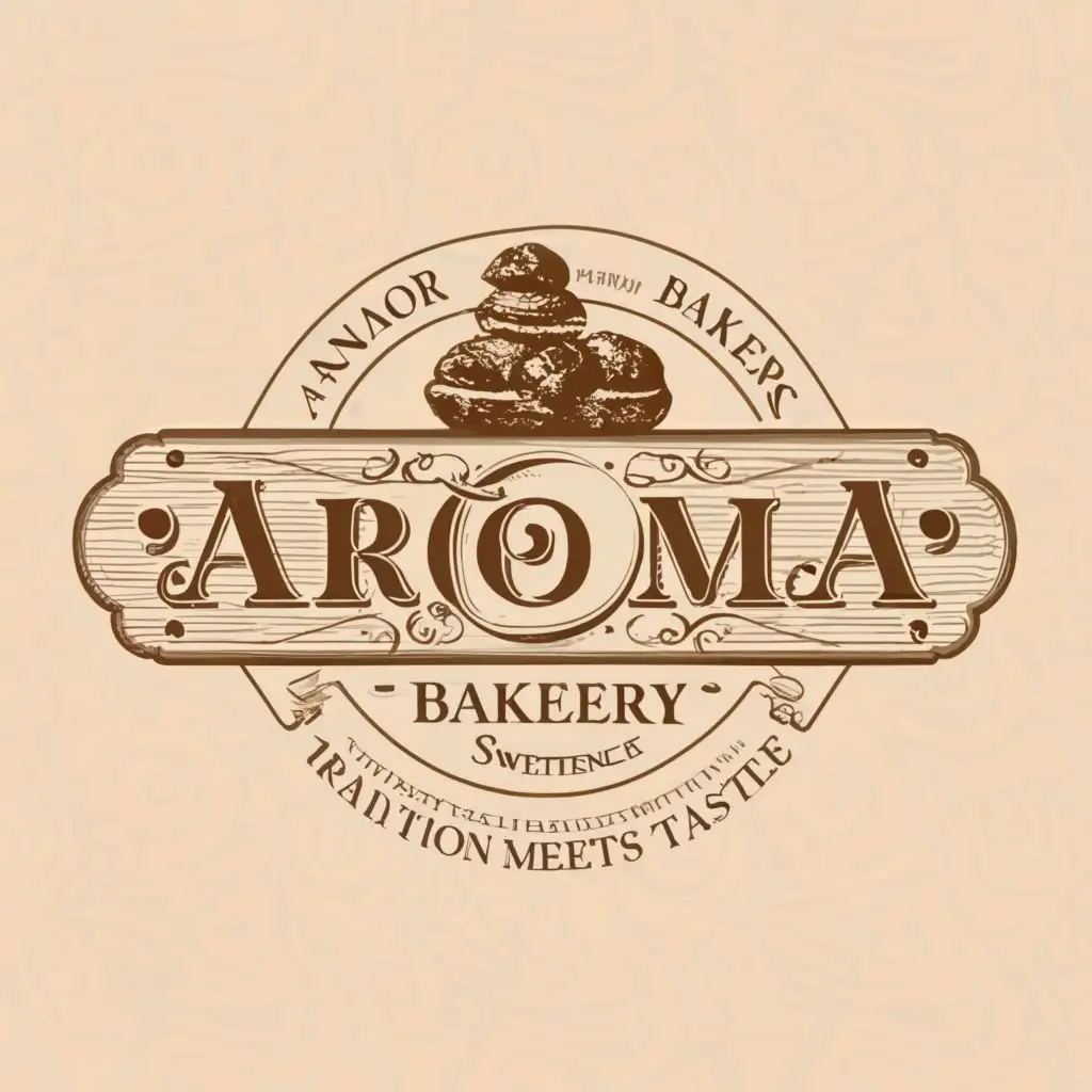 a logo design,with the text "Aroma Bakery", main symbol:"Savor the Sweetness of Generations: Where Tradition Meets Taste",Moderate,clear background