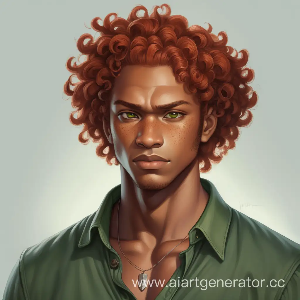 DarkSkinned-Man-with-Red-Curly-Hair-and-Scar-in-Dark-Green-Shirt