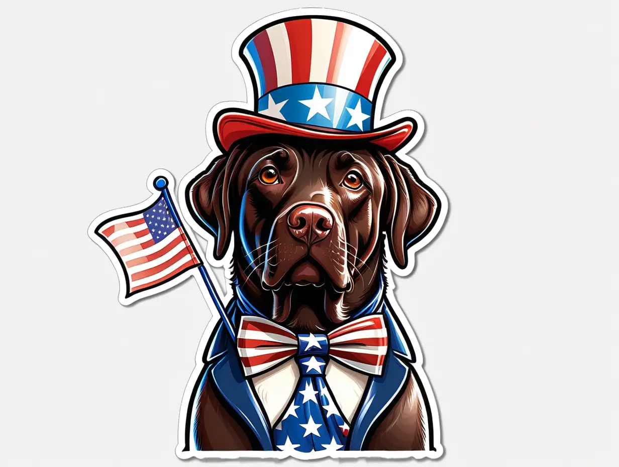 Patriotic Chocolate Labrador Retriever Celebrating 4th of July