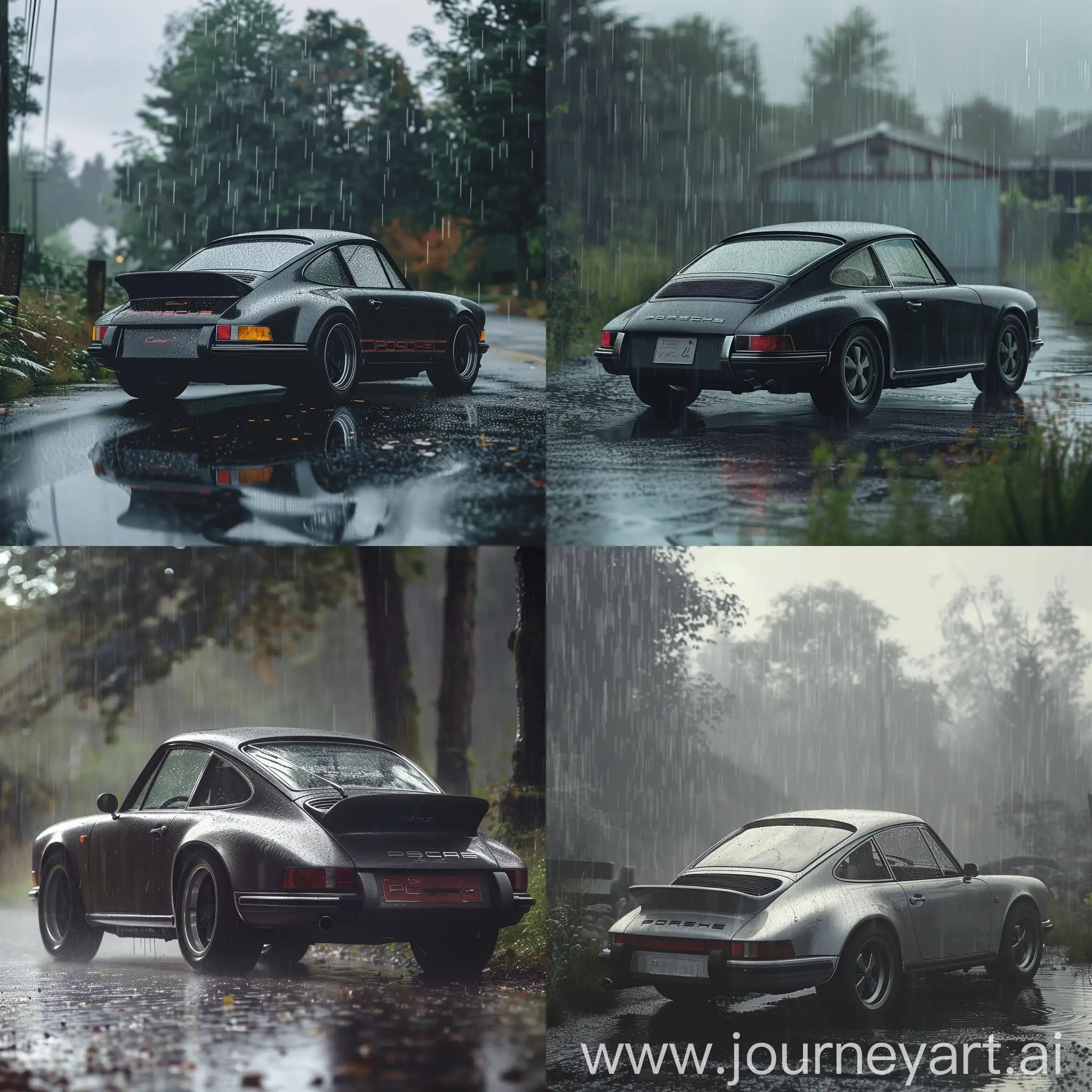 Vintage-Porsche-911-Standing-in-Rain-with-Moody-Atmosphere