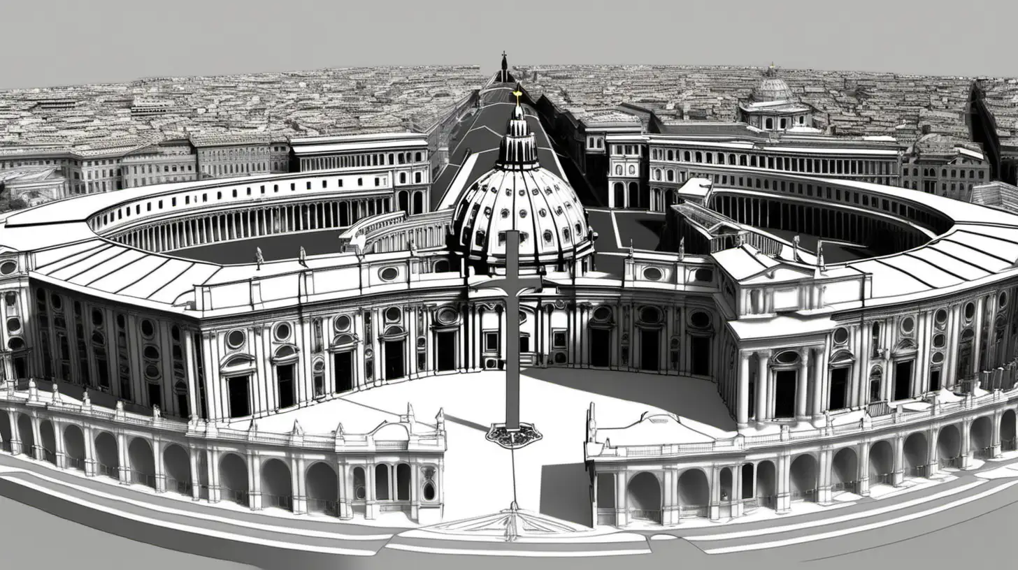 Vatican Cathedral Plaza Ground View 3D Laser Print