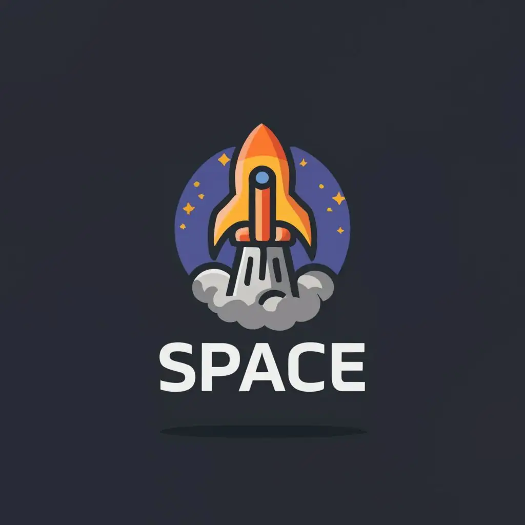 logo, A simple icon of Rocket in space, with the text "Space", typography, be used in Retail industry