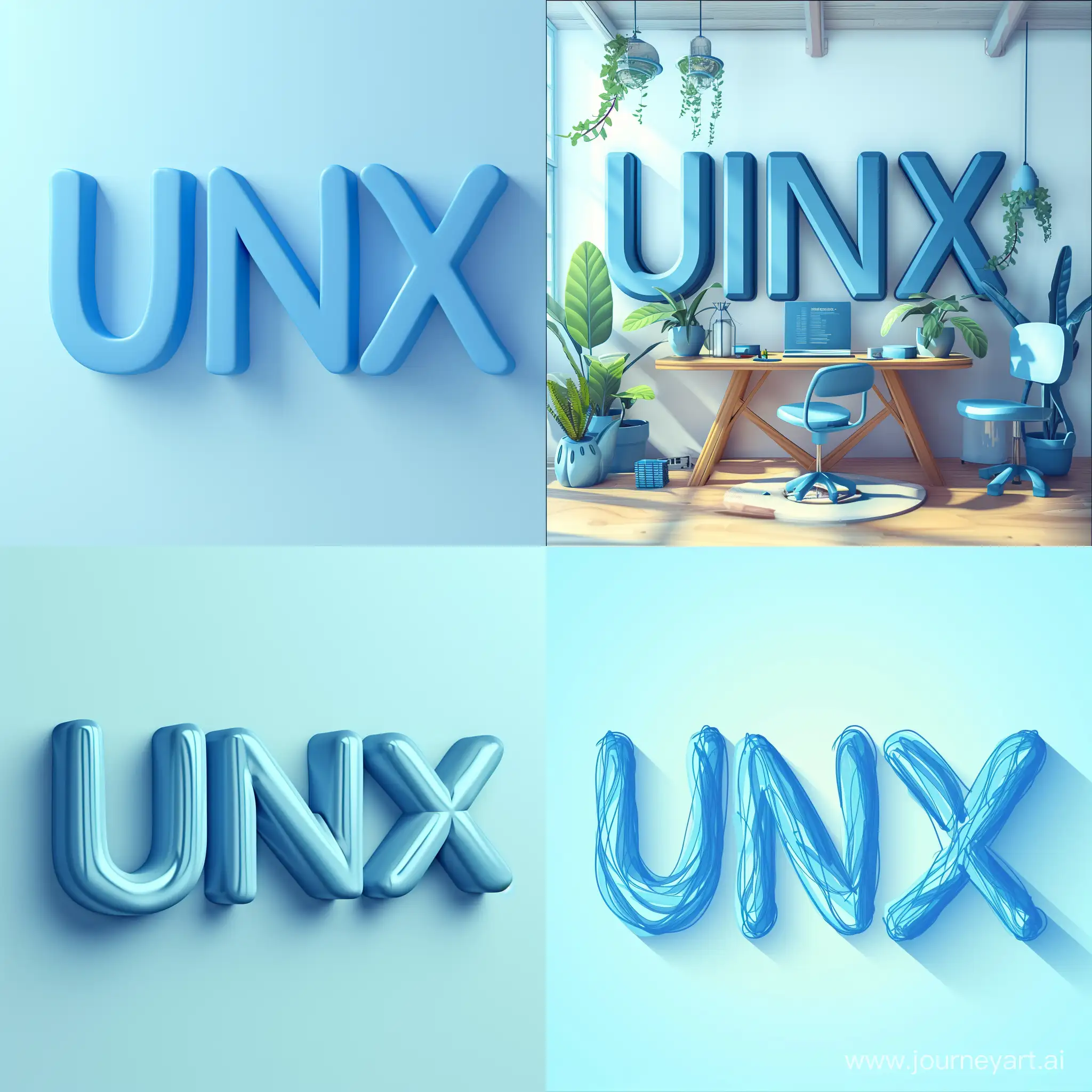 Идеально подойдет светлый минималистичный веб-баннер в теплых синих тонах для вас! Нарисуйте баннер с надписью 'UNIX', использовав гармоничные светлые оттенки синего цвета. Вдохновитесь знаменитым минимализмом UNIX, создав простой и стильный дизайн, который выразит его элегантность и узнаваемость. Удачи в создании!