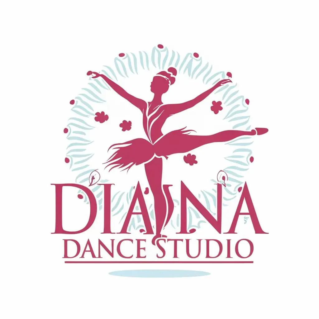 logo, Balerina, with the text "DIANA DANCE STUDIO", typography, be used in Sports Fitness industry