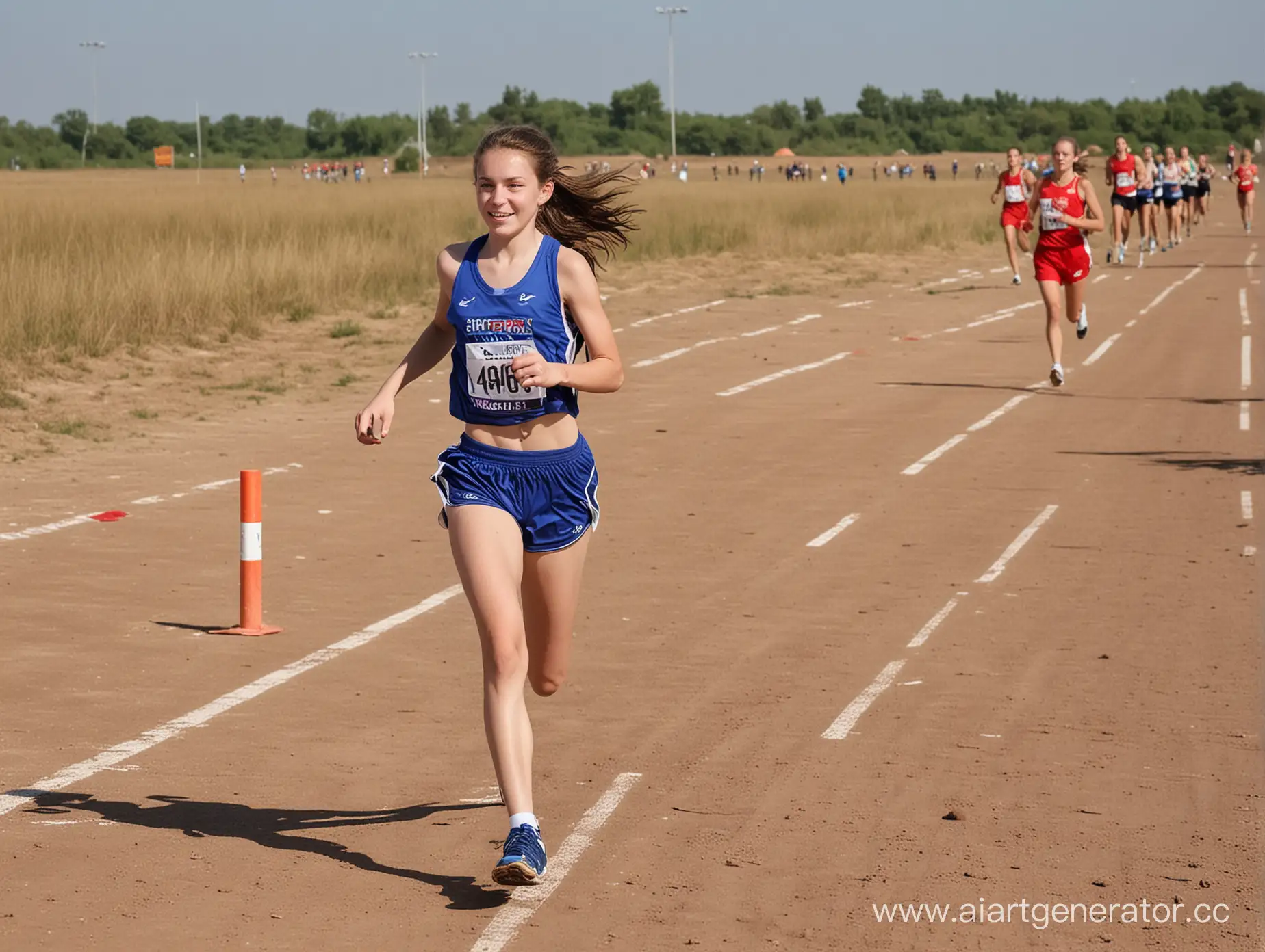 Девушка 16 лет, побеждает в соревнованиях по бегу
