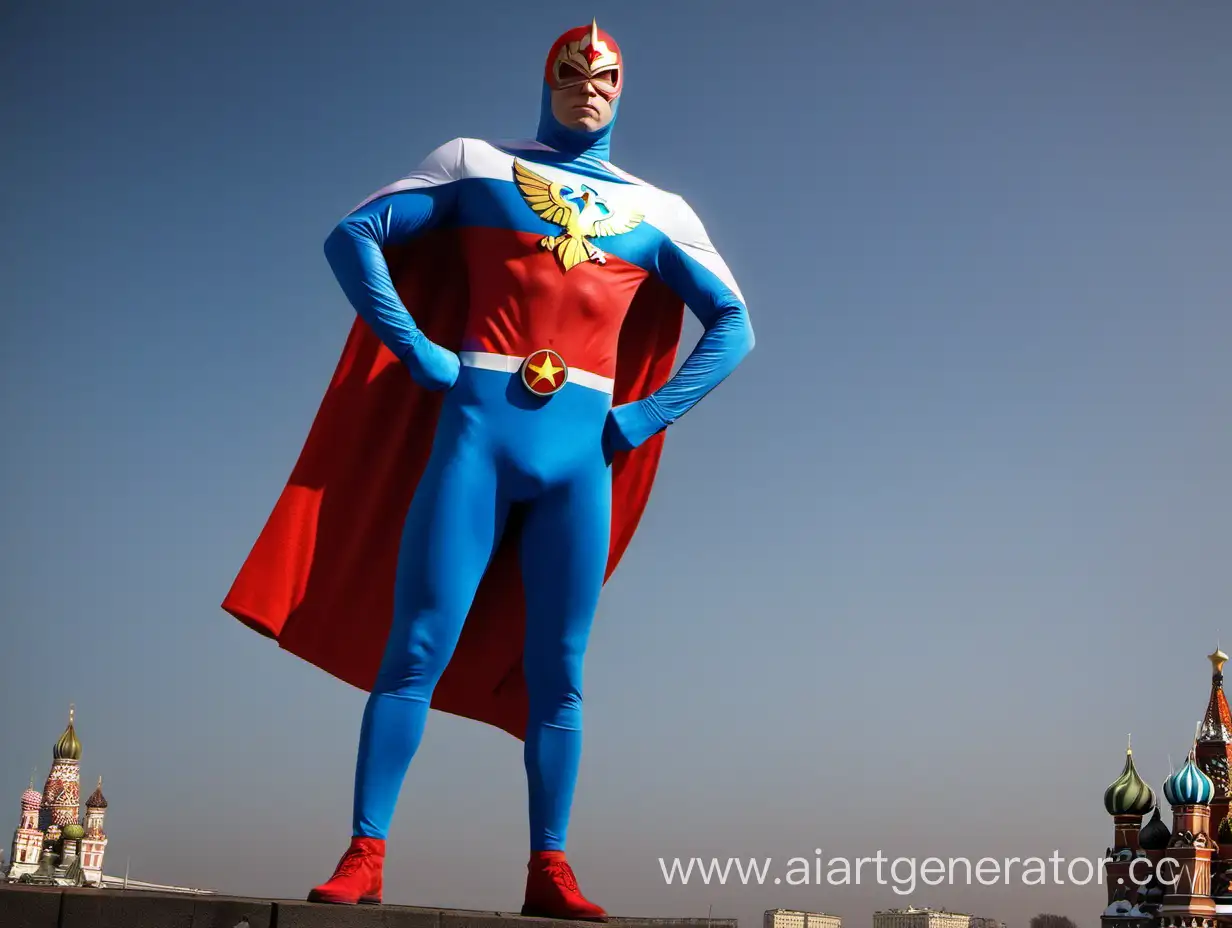 Mighty Russian Superhero in Action Epic Heroic Scene | AI Art Generator