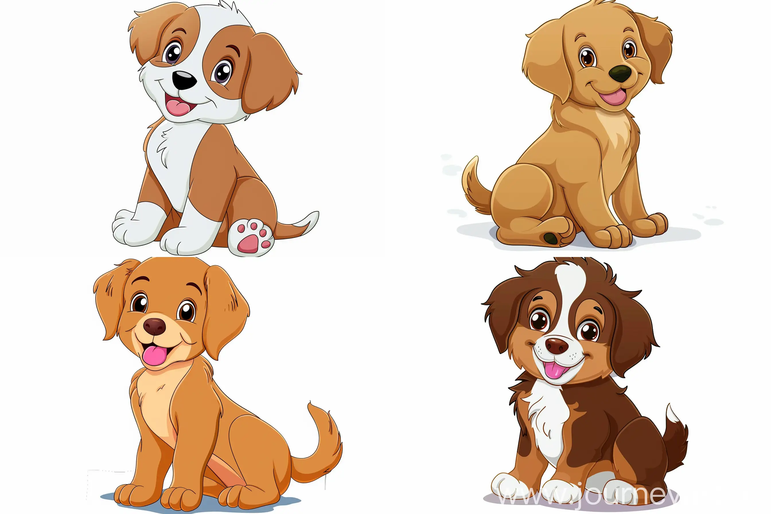 A cute cartoon puppy sitting and smiling, on a white background" --uplight --ar 3:2