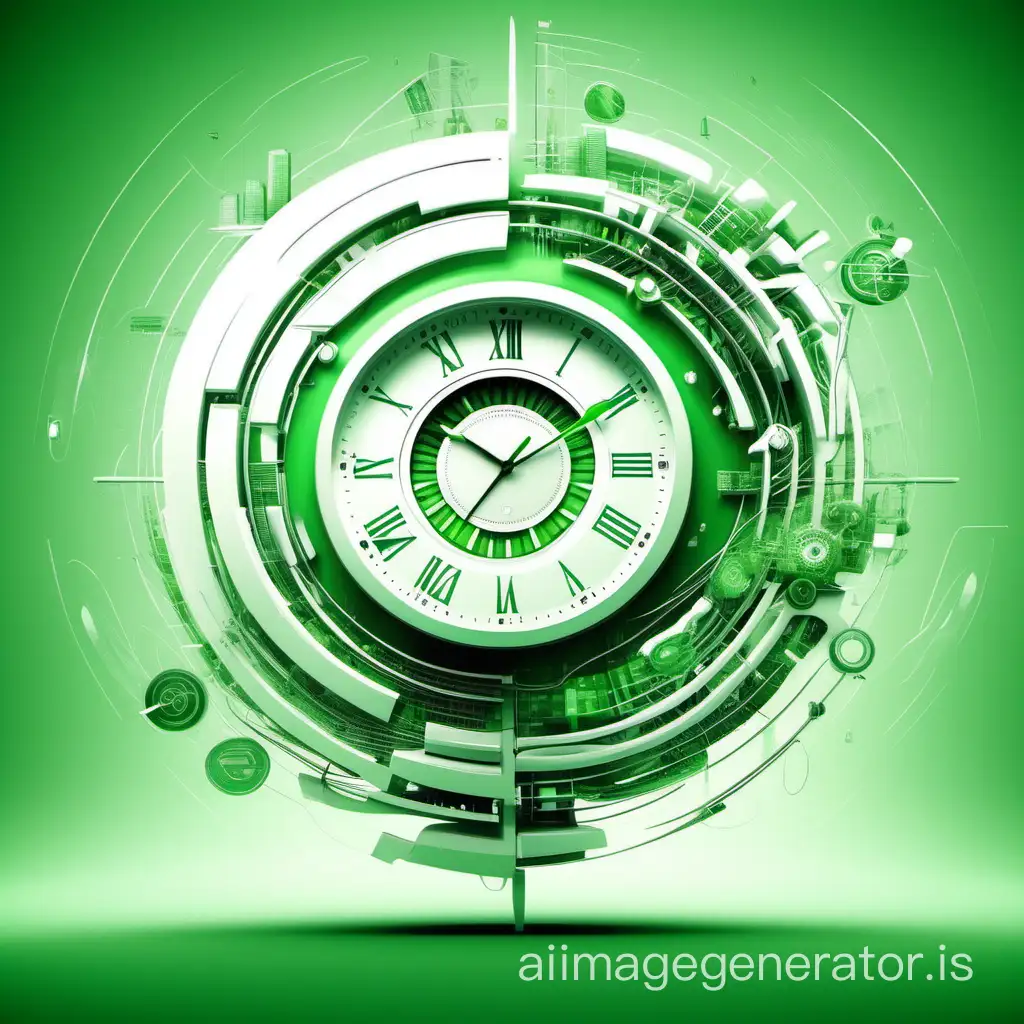 My time, green and White, futuristico image that inspire knowledge and financial stability linked to the energetic business