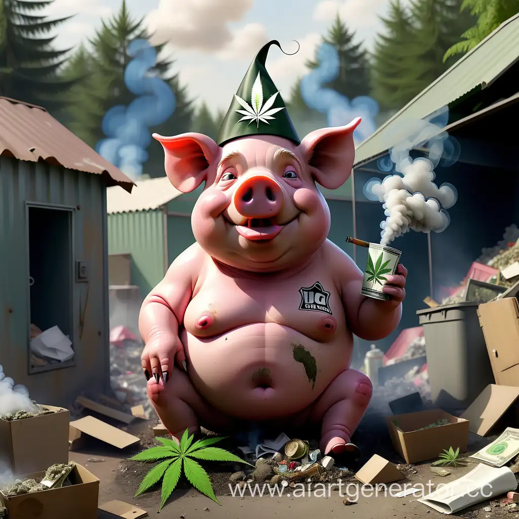 MarijuanaSmoking-Pig-in-a-Dump