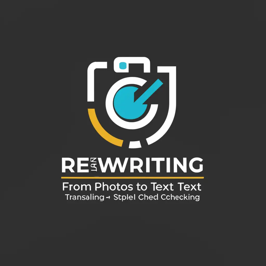 a logo design,with the text "Rewriting from photos to text, translating text, spell checking", main symbol:Word,Moderate,be used in Technology industry,clear background