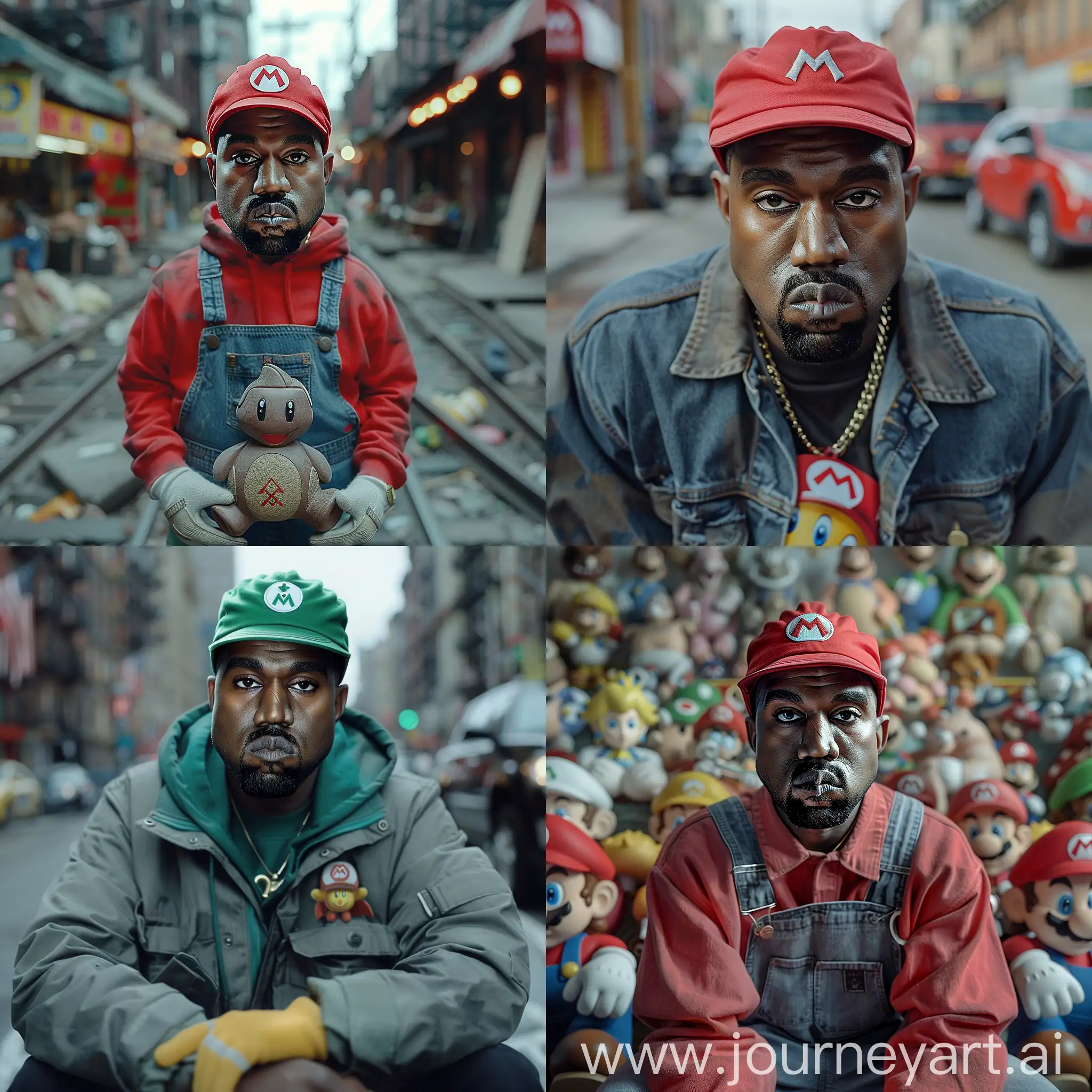 realistic kanye west as wario from mario game --stylize 750