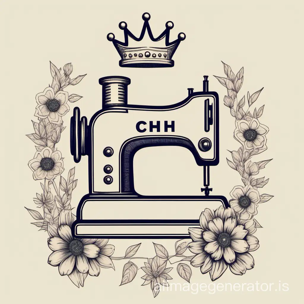 Creative-Logo-Design-for-THE-EH-Girls-Clothing-Brand-with-Sewing-Machine-and-Mannequin