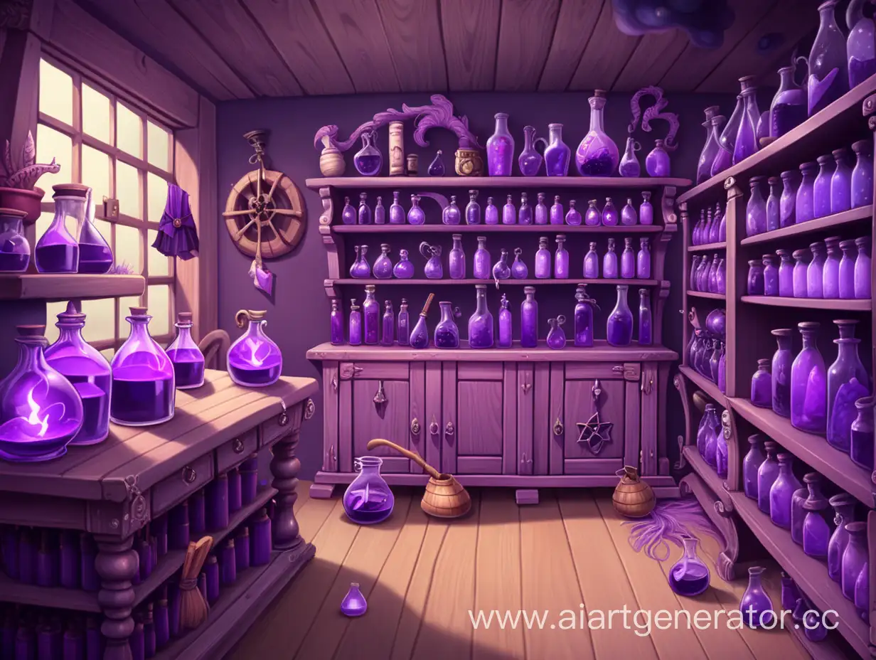 Enchanting-Purple-Potion-Shop-with-Witchs-Shelves