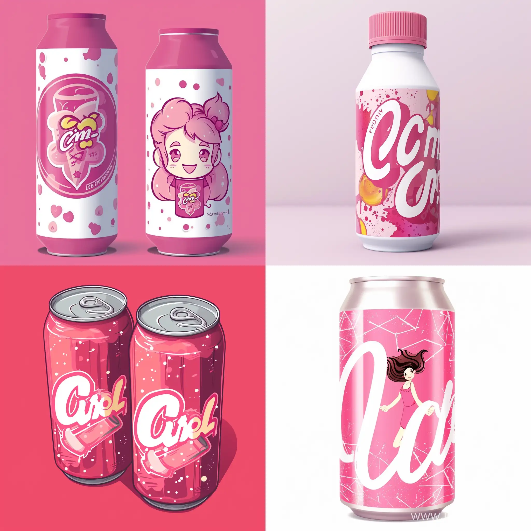 An energydrink for girls. Very girly and pink with a pink and cute logo.