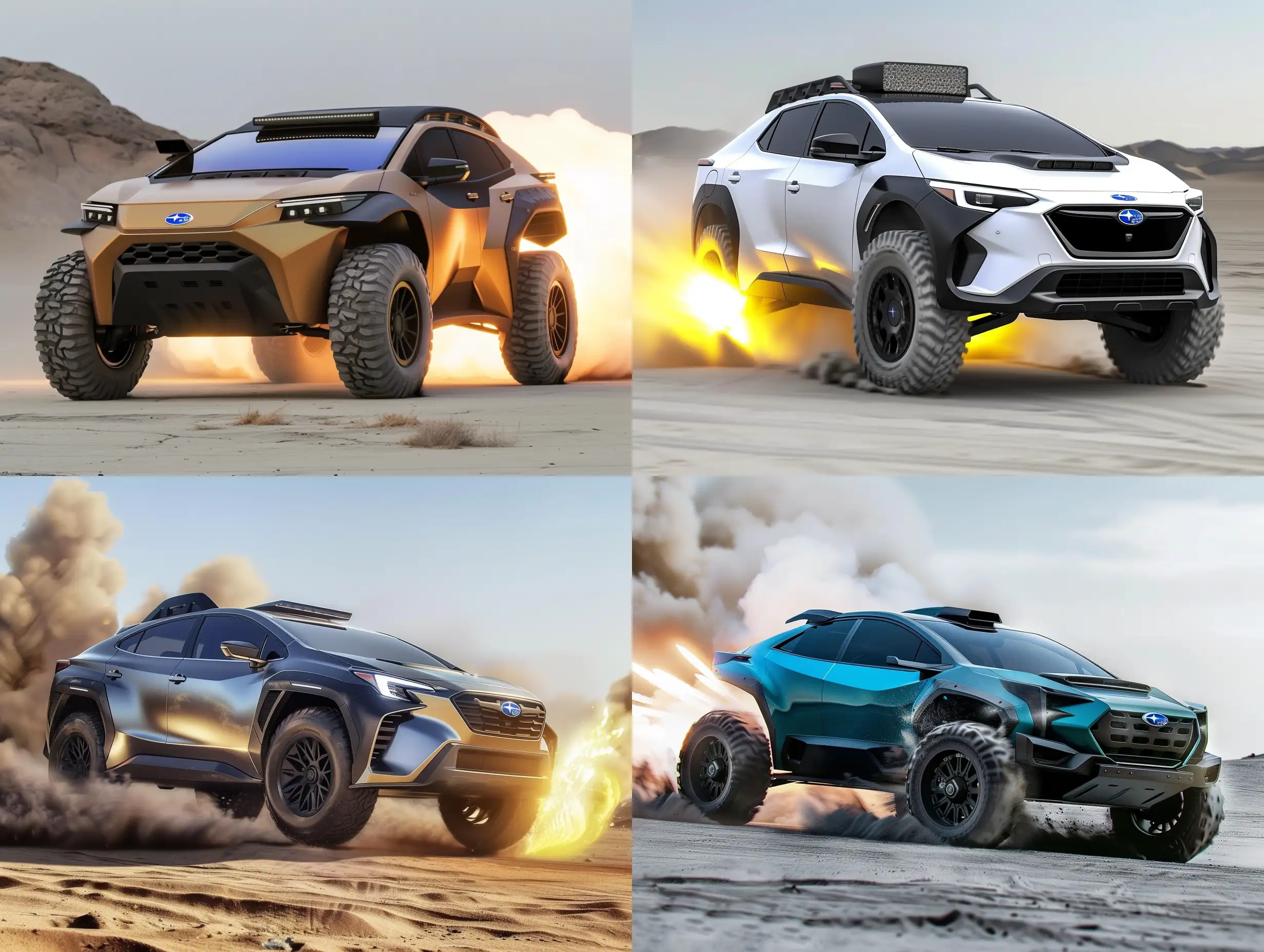 Subaru model based on Toyota Prius 2023 upgraded as future all terrain vehicle with bursting ramjet rocket engine.