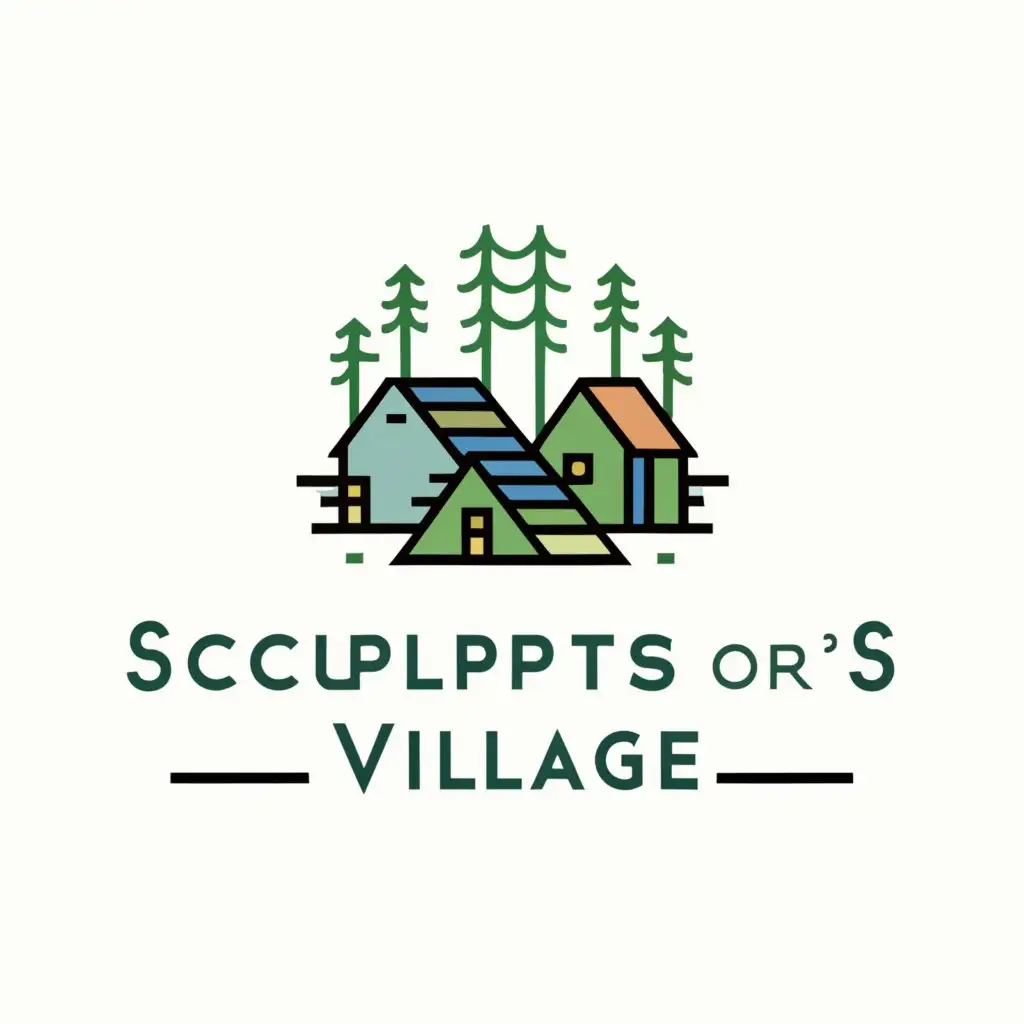 LOGO-Design-for-Sculptors-Village-Elegant-Text-with-Village-Silhouette-on-Clear-Background