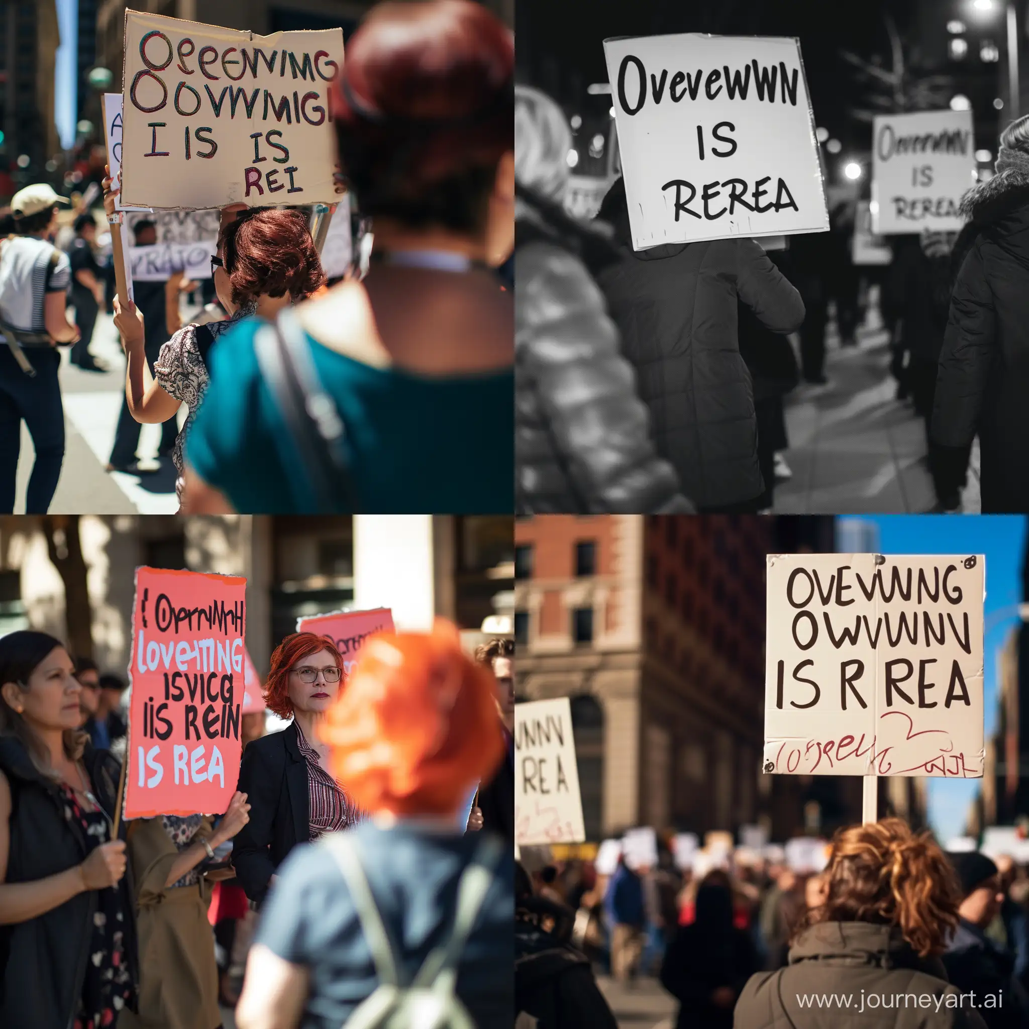 Protesters-Advocating-Against-Overworking-with-Placards