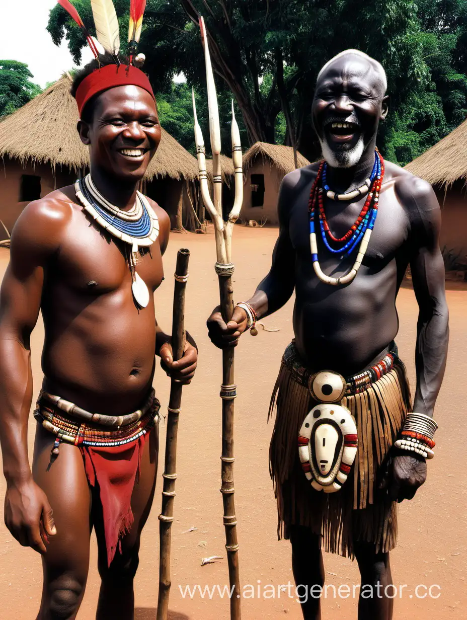 Вождь африканского племени очень рад встрече со своим товарищем