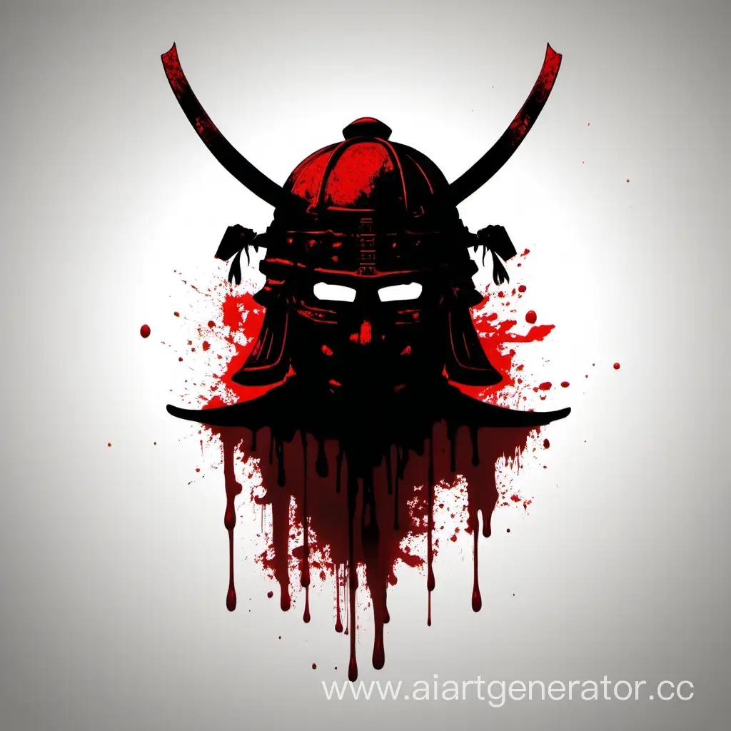 силуэт шлема самурая в крови