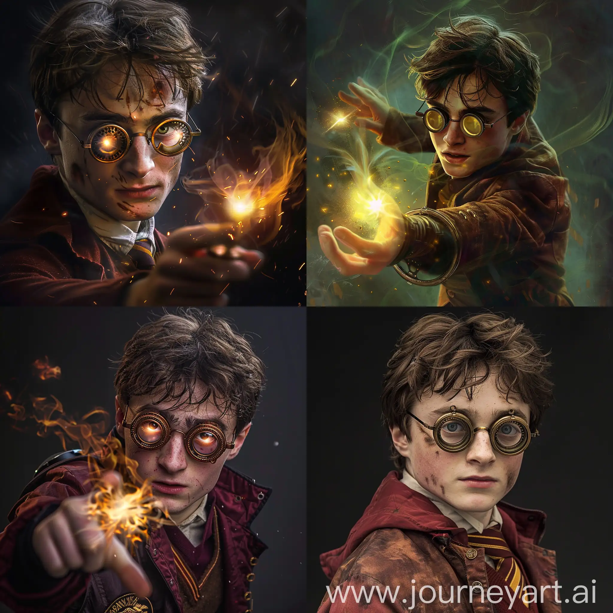 Harry Potter, character, steampunk glasses, Quidditch, Harry Potter, character, Patronus spell, full body