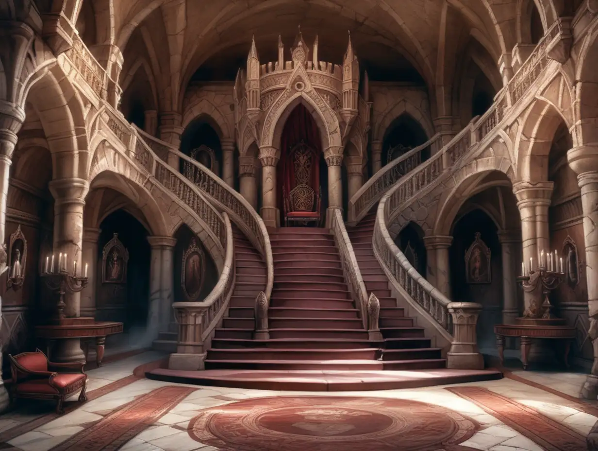 Luxurious Desert Castle Throne Room with Gothic Art