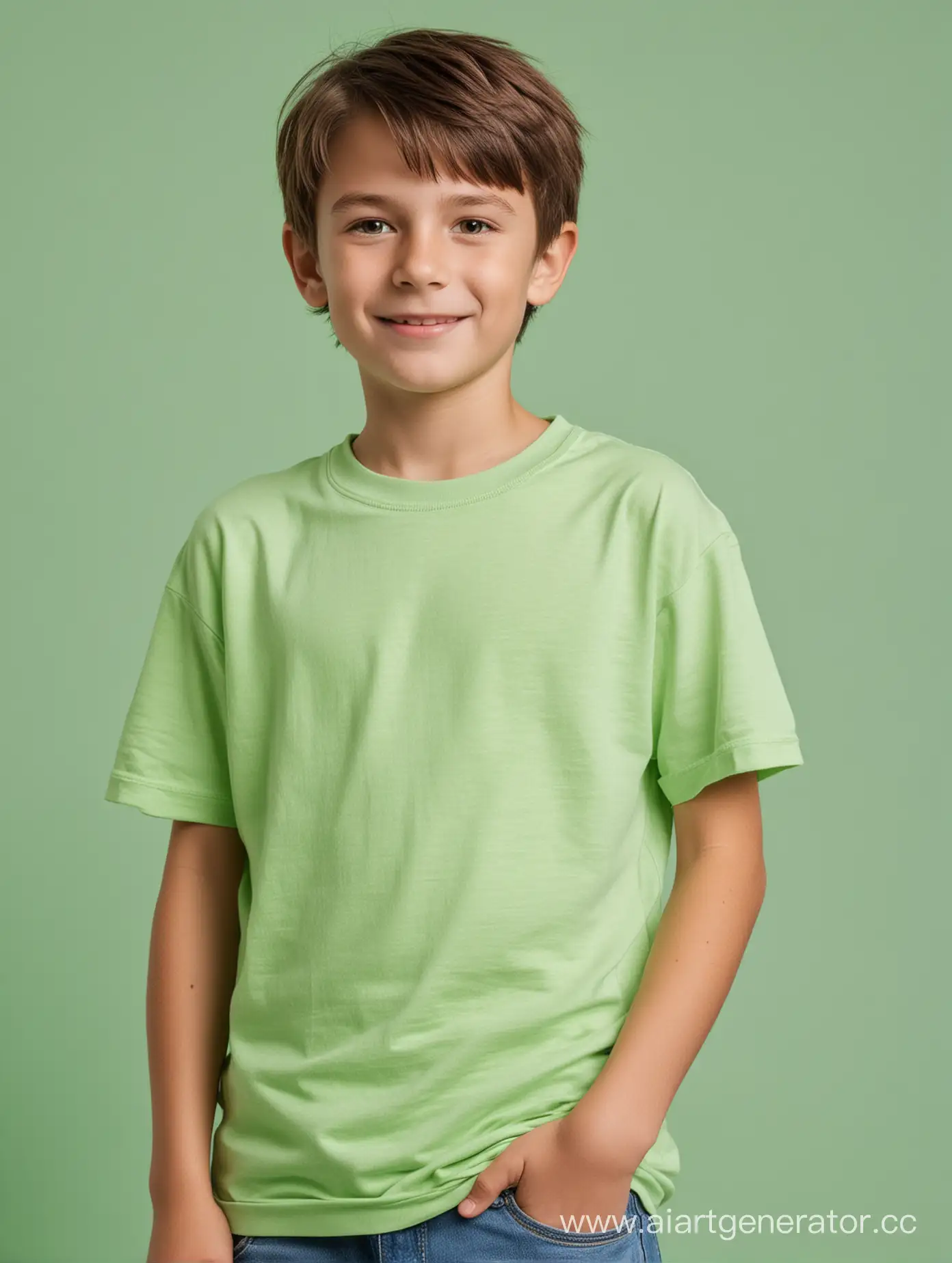 Мальчик в светло-зеленой футболке