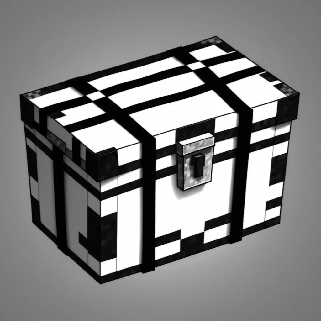 draw me a simple black and white minecraft chest