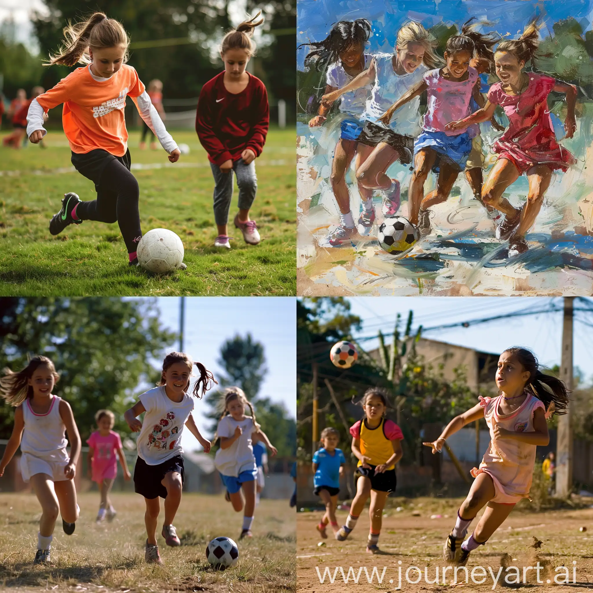 girls playing football