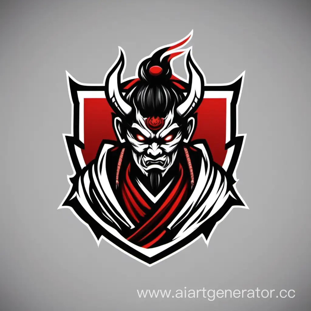 Нарисуй логотип для киберспортивной команды IZI ESPORTS.
На логотипе должен быть самурай/демон с красным, черным и белым цветами.