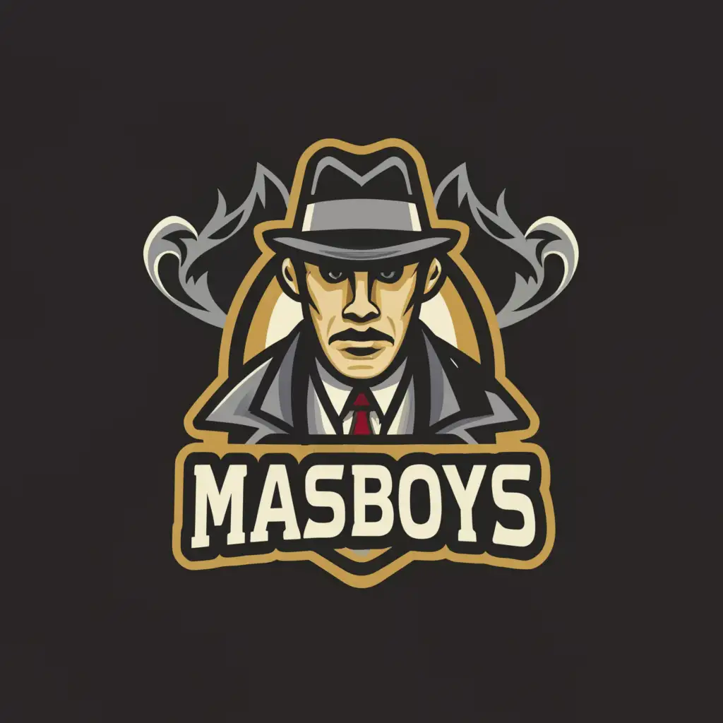 a logo design,with the text "masboys", main symbol:detective, mafia,complex,clear background