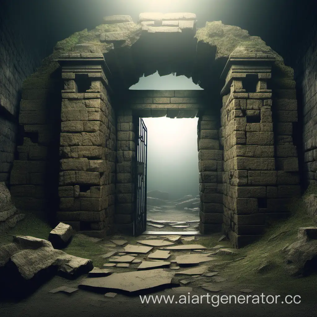 вход в древние подземные руины пустынного города