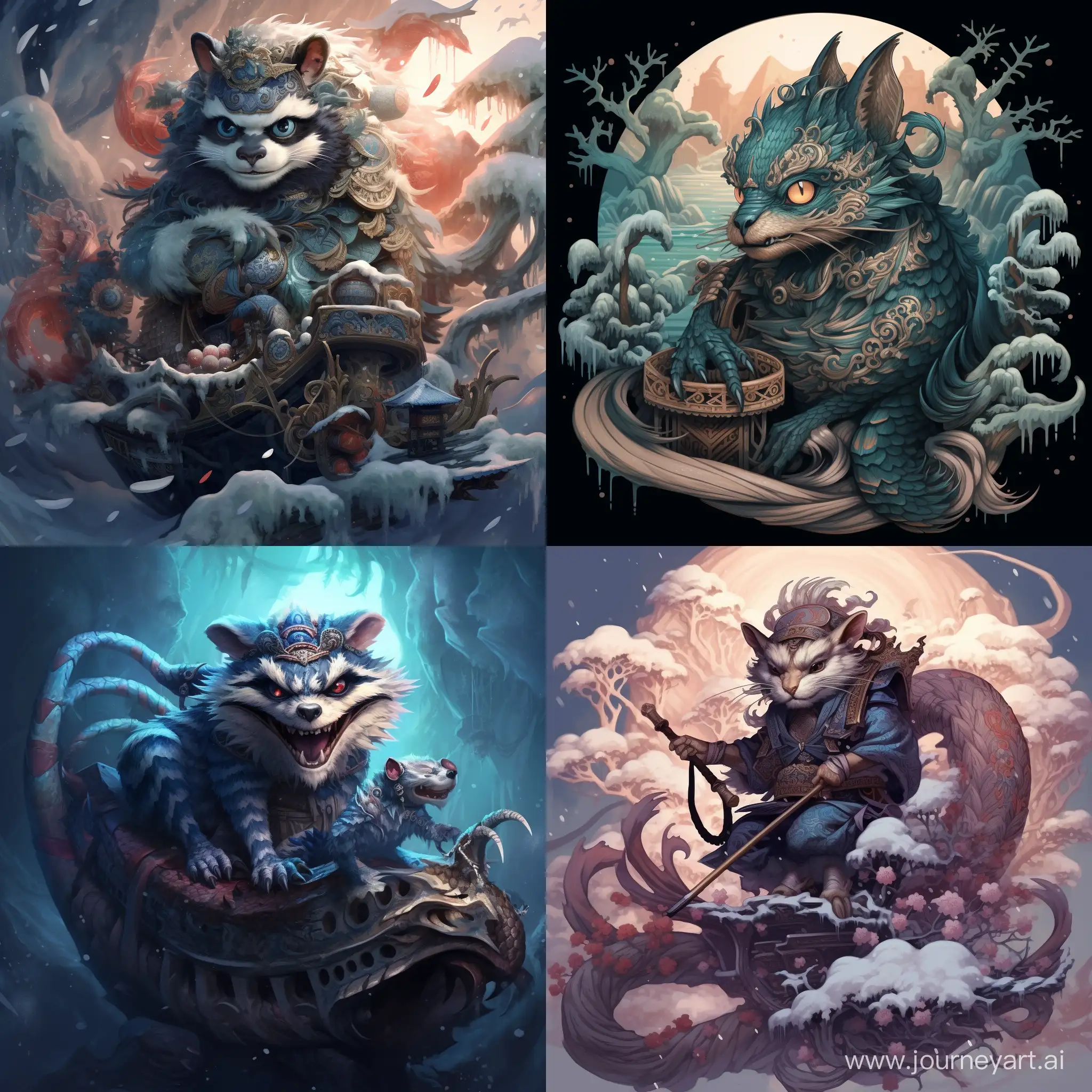 Fantasy-New-Years-Raccoon-Riding-Dragon-Art