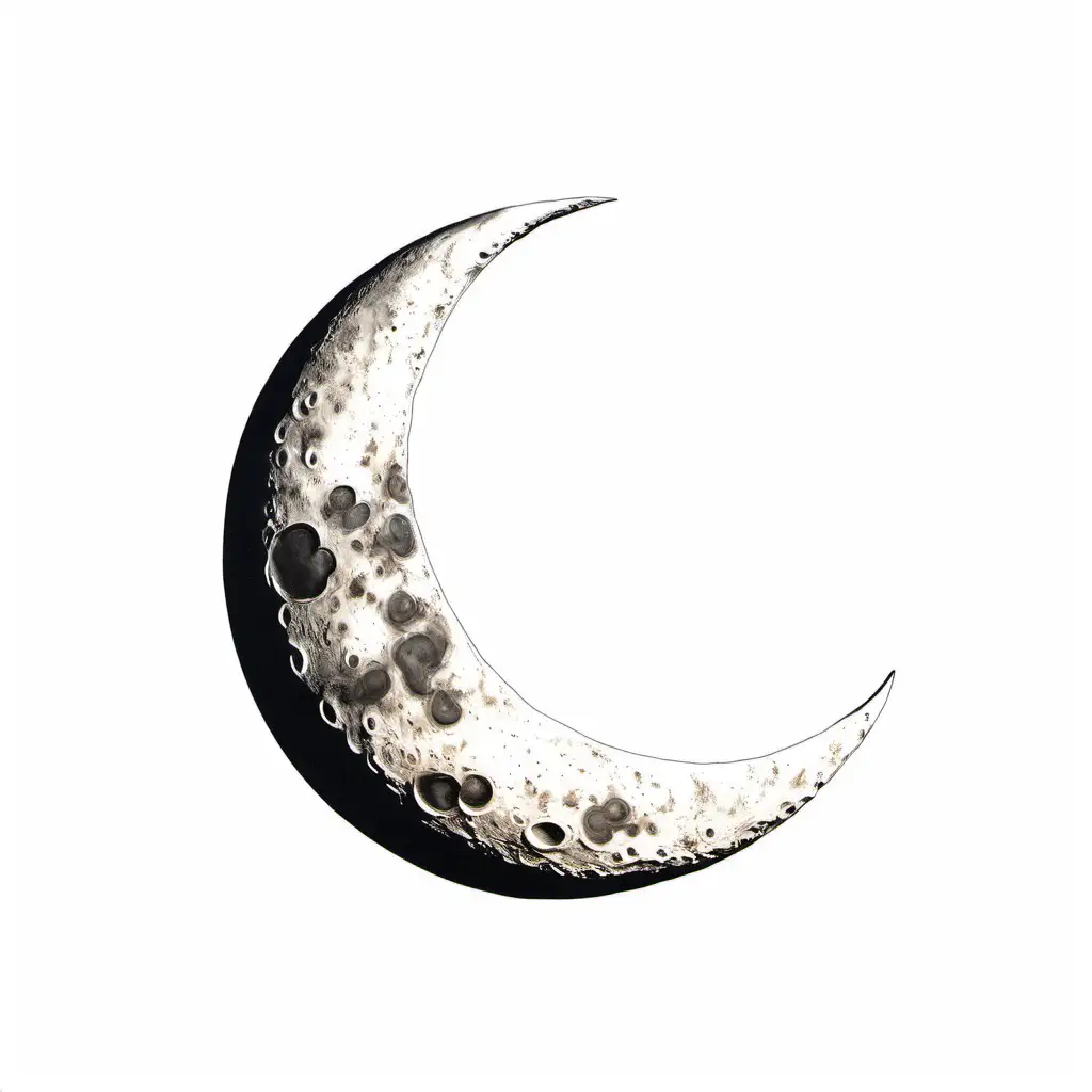Crescent Moon on Tranquil White Background