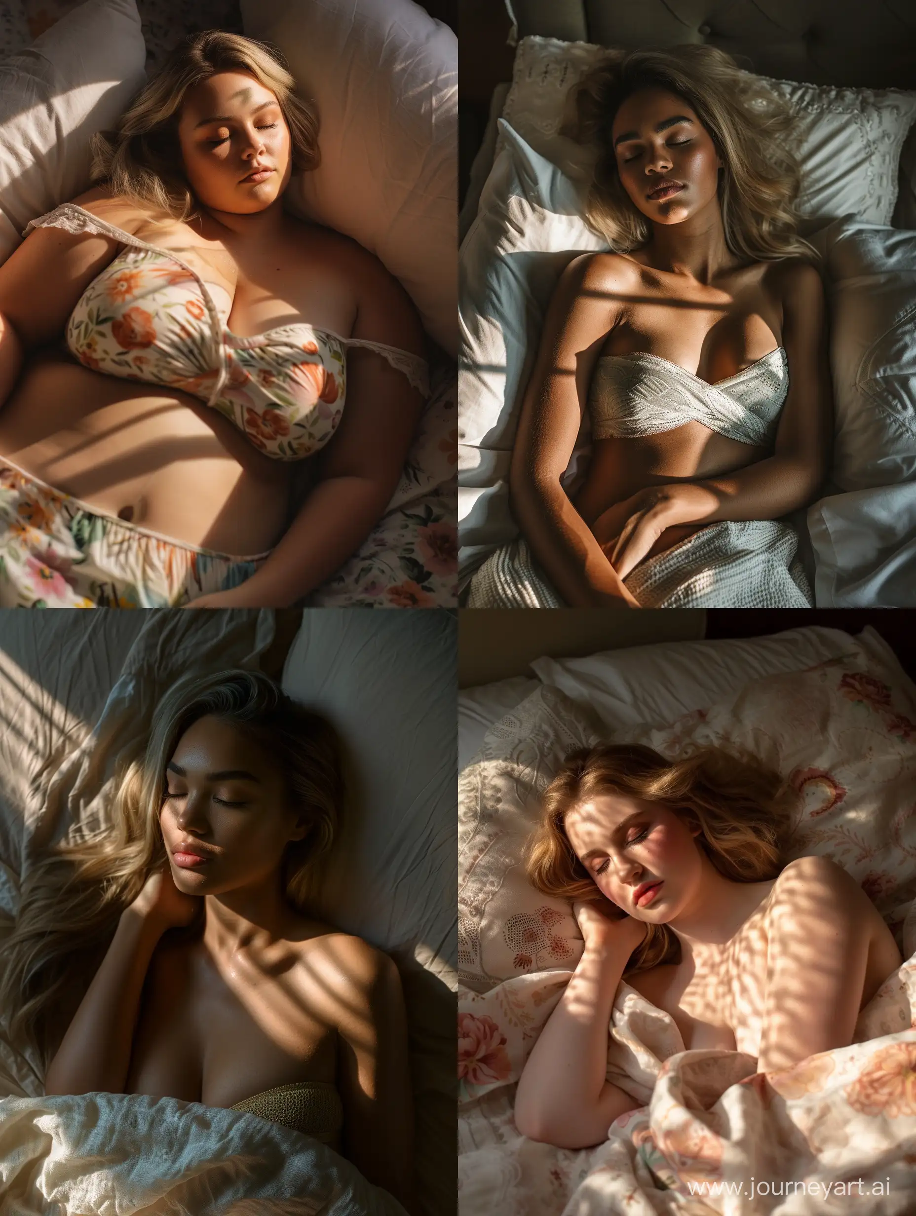 Sensual-Woman-Embracing-Sunlight-in-Bed