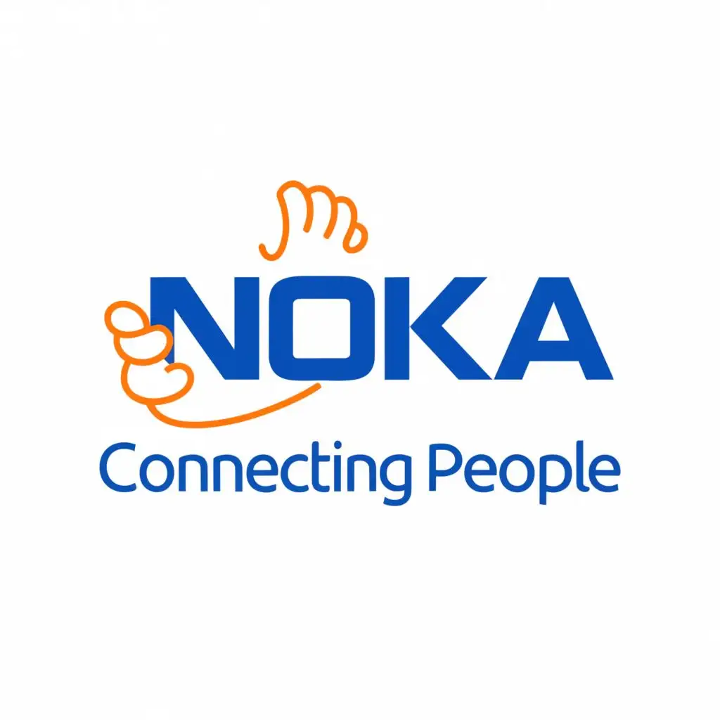 a logo design,with the text "NOKIA- “Connecting people”", main symbol:connecting hand or phone,complex,be used in Technology industry,clear background