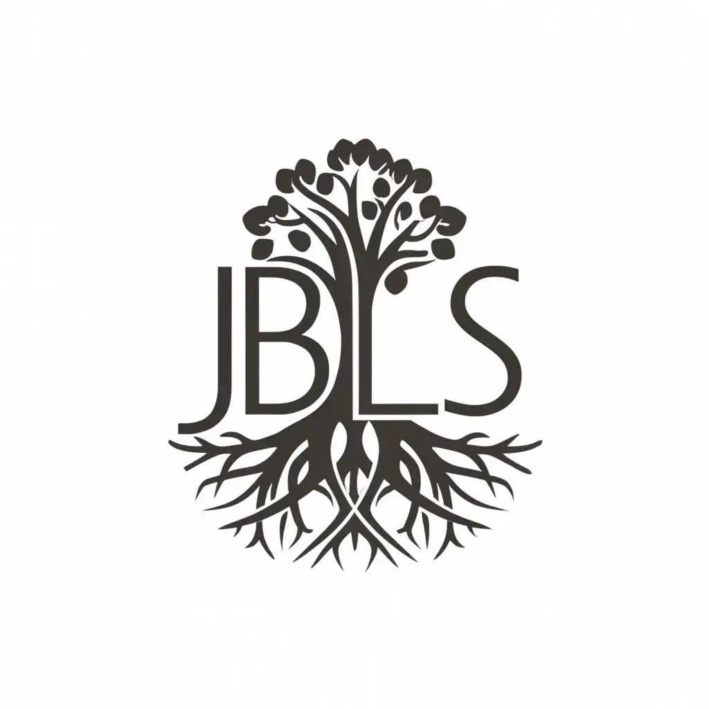 a logo design,with the text "JBLS", main symbol:Tree roots and canopy,Moderate,clear background