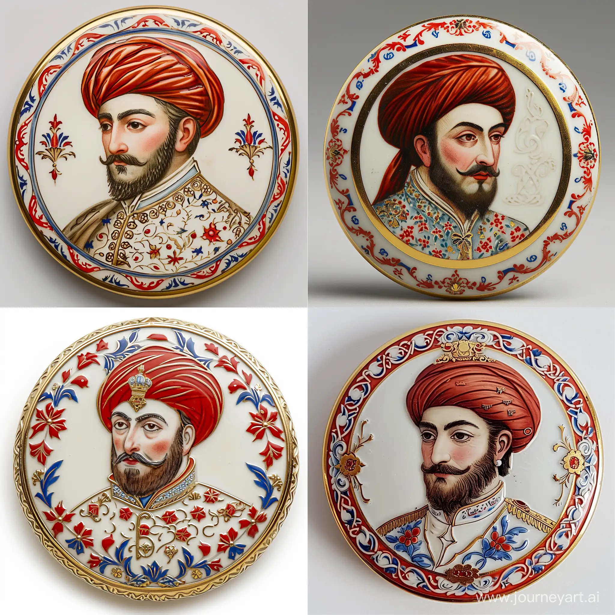 Safavid-Prince-Porcelain-Seal-with-Ottoman-Turban-and-Persian-Collar