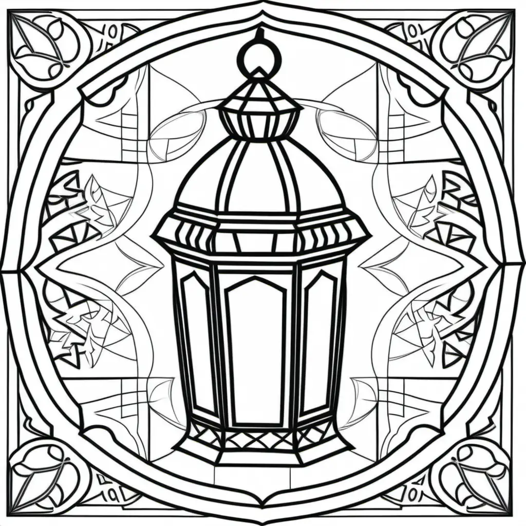 Ramadan Lantern Coloring Page for Kids Geometric Patterns to Fill with Colors