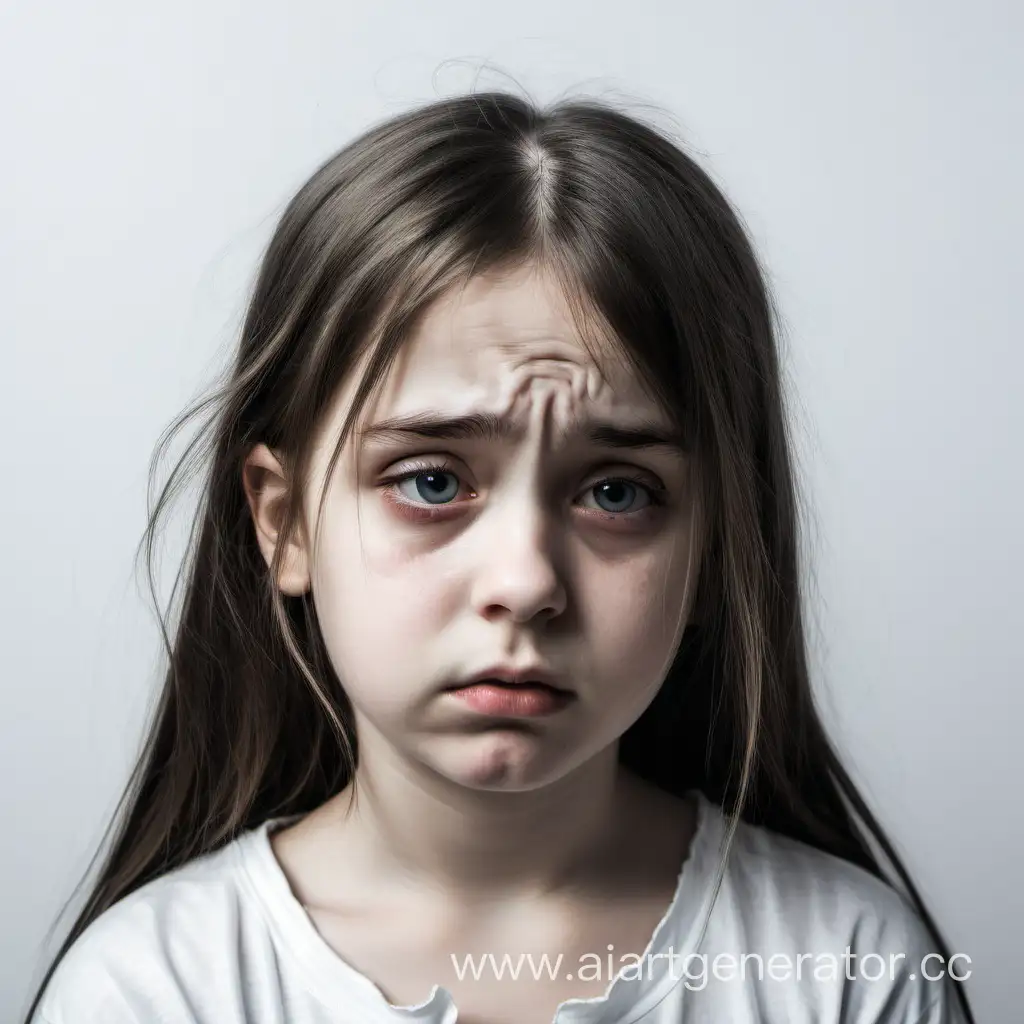 Lonely-Girl-Expressing-Sorrow-on-a-White-Background