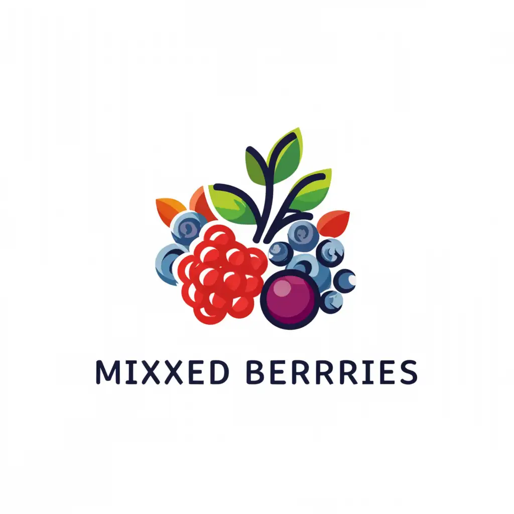 a logo design,with the text "mixed berry", main symbol:mixed berry fruit strawberry, raspberry, blackberry, blueberry with white background,Minimalistic,be used in Animals Pets industry,clear background