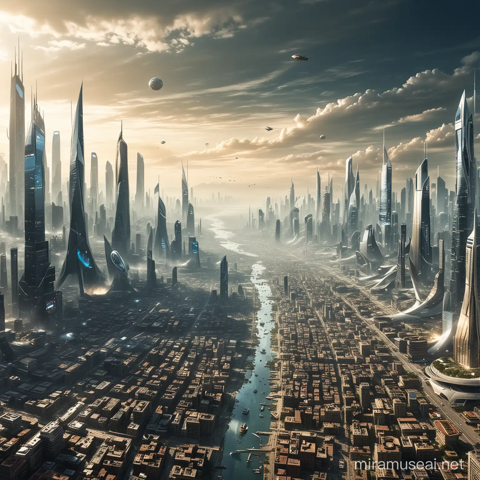 Futuristic Cityscape Vision of the World in 2050
